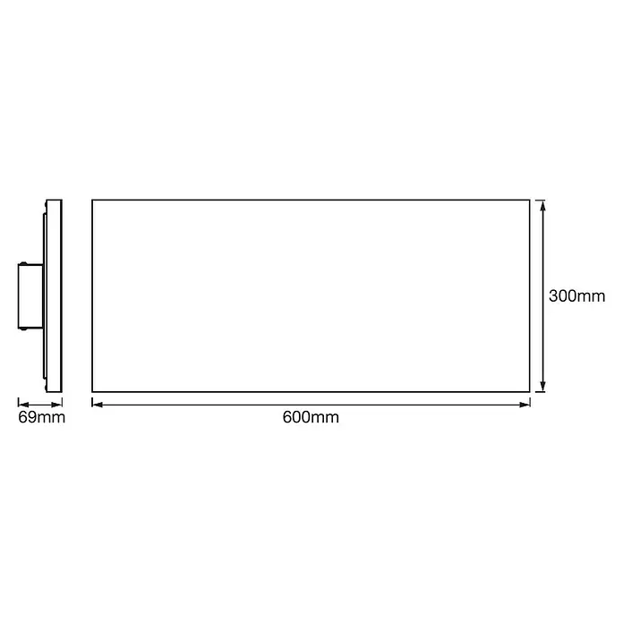 Ledvance Smart+ WiFi LED-Panel Framelesspanel CCT 60x30 - 28 W, Weiß - Skizze