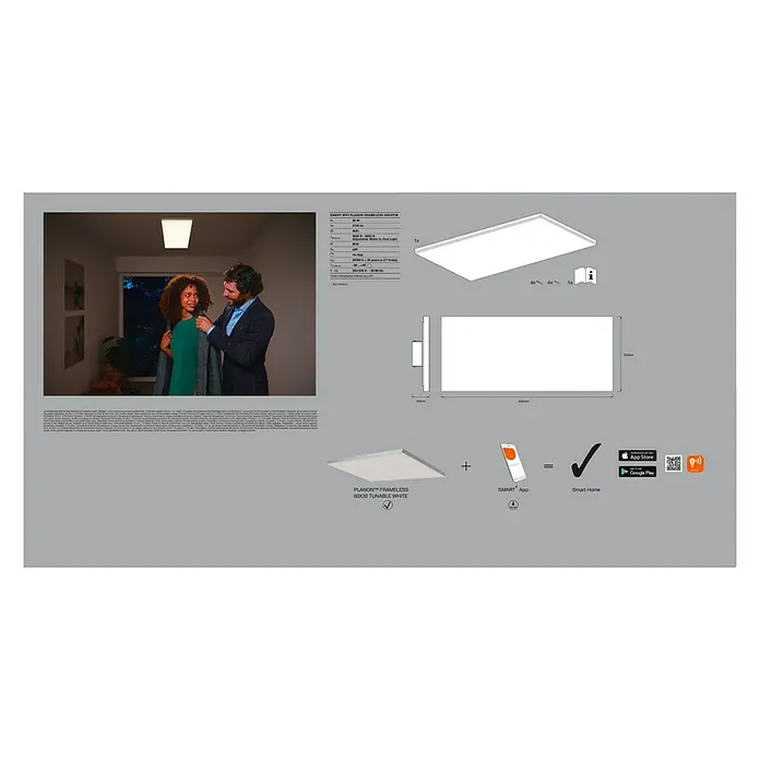 Ledvance Smart+ WiFi LED-Panel Framelesspanel CCT 60x30 - 28 W, Weiß - Rückansicht