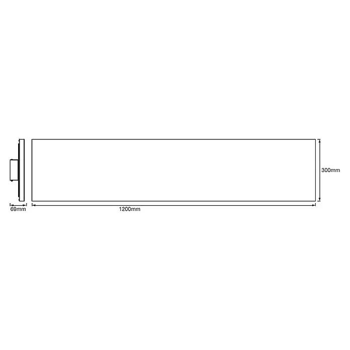 Ledvance Smart+ WiFi LED-Panel Planon Frameless - 40 W, L x B x H: 1.200 x 300 x 69 mm, Weiß, RGBW - Skizze