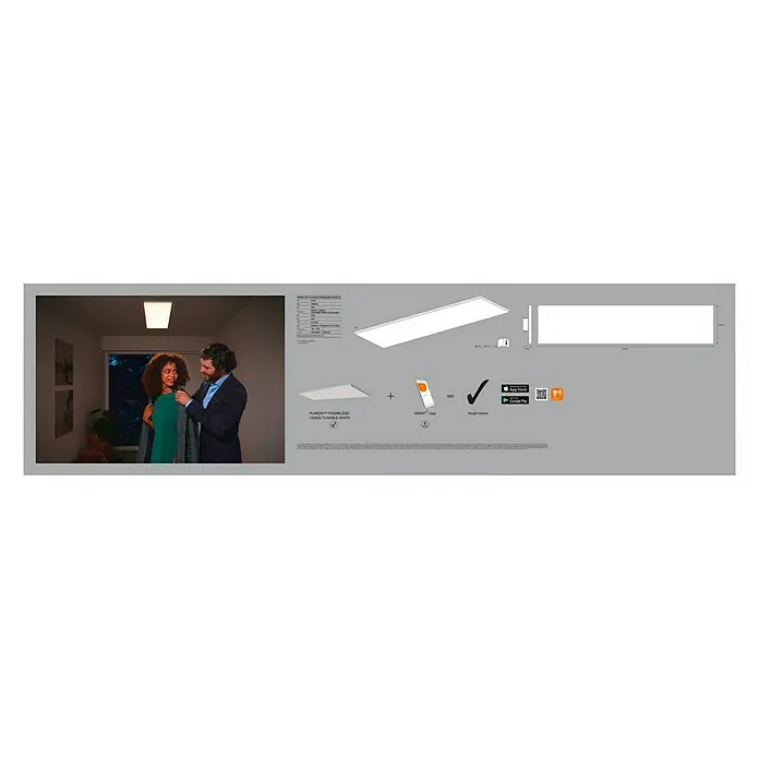 Ledvance Smart+ WiFi LED-Panel Planon Frameless - 40 W, L x B x H: 1.200 x 300 x 69 mm, Weiß, Warmweiß - Rückansicht