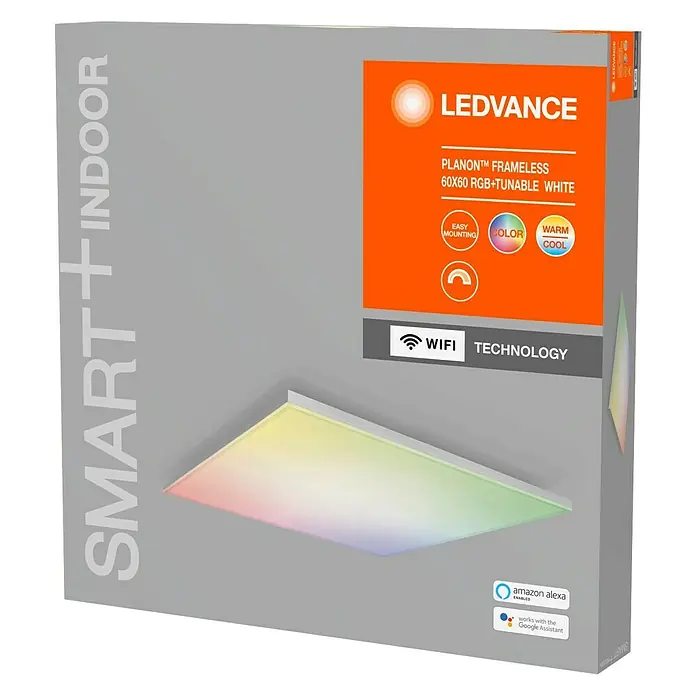 Ledvance Smart+ WiFi LED-Panel Framelesspanel CCT RGB - 40 W, L x B x H: 596 x 596 x 69 mm, Weiß, RGB - Vorderansicht