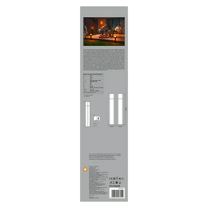 Ledvance Smart+ LED-Gartenspot Cube 50cm RGBW - L x B x H: 120 x 120 x 500 mm - Rückansicht