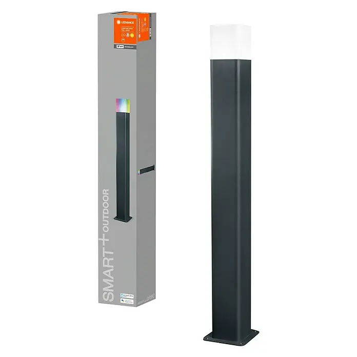 Ledvance Smart+ LED-Gartenspot Cube RGBW - L x B x H: 120 x 120 x 800 mm - Diagonale Ansicht