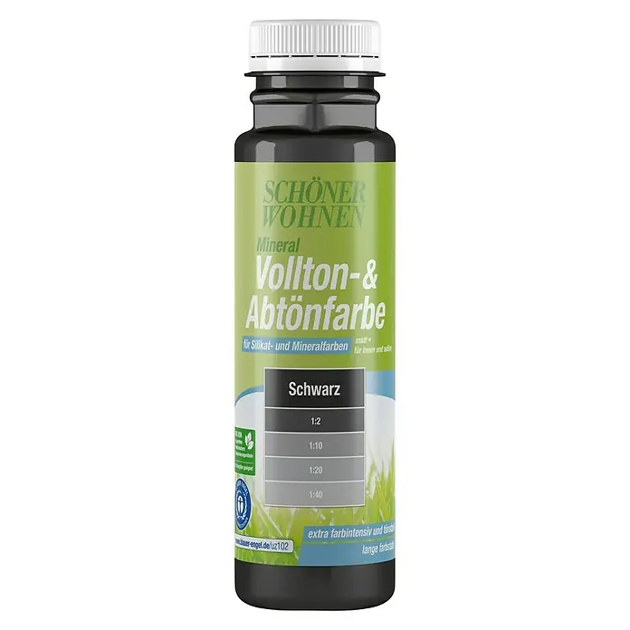 SCHÖNER WOHNEN-Farbe Silikat-Vollton- & Abtönfarbe - Schwarz, 250 ml, Matt - Vorderansicht