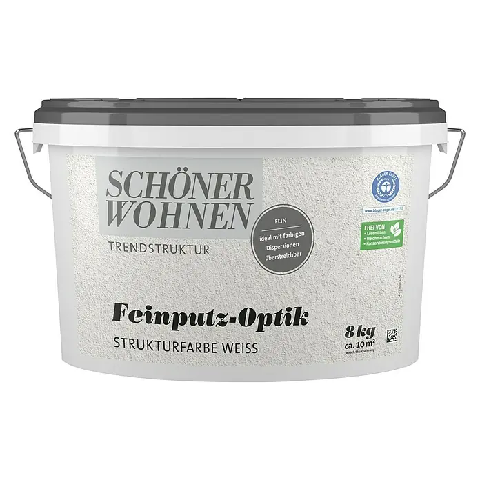 SCHÖNER WOHNEN-Farbe Trendstruktur Strukturfarbe - Feinputz-Optik, Weiß, 8 kg, Korngröße: Ca. 1 mm - Vorderansicht