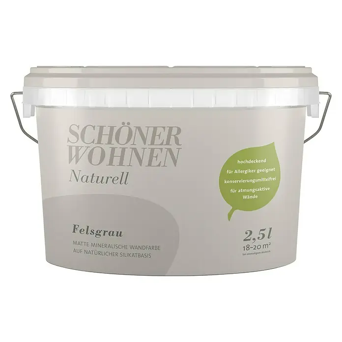 SCHÖNER WOHNEN-Farbe Wandfarbe Naturell - Felsgrau, 2,5 l, Matt - Vorderansicht