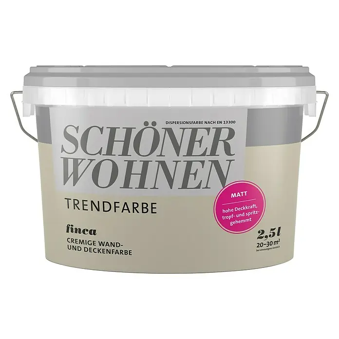 SCHÖNER WOHNEN-Farbe Wandfarbe Trendfarbe - Finca, 2,5 l, Matt, Konservierungsmittelfrei - Vorderansicht