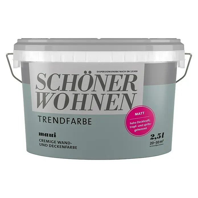 SCHÖNER WOHNEN-Farbe Wandfarbe Trendfarbe - Maui, 2,5 l, Matt, Konservierungsmittelfrei - Vorderansicht