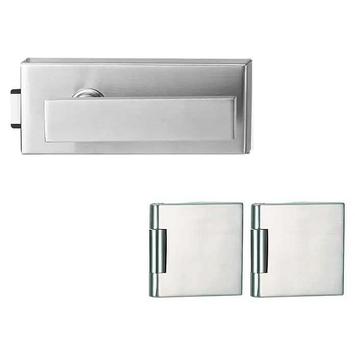 Diamond Doors Glastürbeschlag Style - Edelstahloptik, Bandbohrung/Bänder: Office 3-teilig - Ansicht von oben