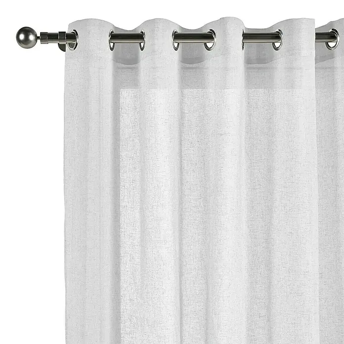 Cortina con ollaos Linum - An x Al: 280 x 300 cm, 100% Poliéster, Blanco - Primer plano