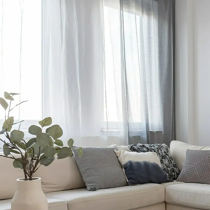 Cortina plisada con fruncido Linum - An x Al: 300 x 300 cm, 100% Poliéster, Blanco - Foto ambiente