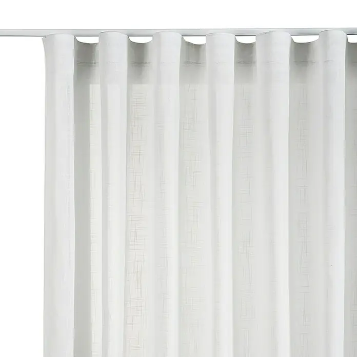 Cortina plisada con fruncido Linum - An x Al: 300 x 300 cm, 100% Poliéster, Blanco - Primer plano