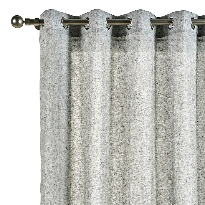 Cortina con ollaos Linum - An x Al: 140 x 300 cm, 85% Poliéster 15%Lino, Gris - Primer plano