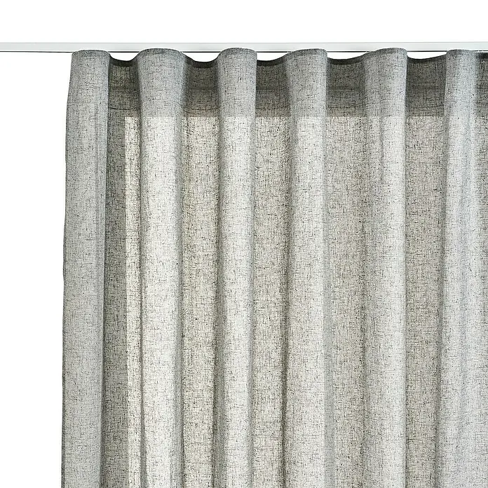 Cortina plisada con fruncido Linum - An x Al: 300 x 300 cm, 85% Poliéster 15% Lino, Gris - Primer plano