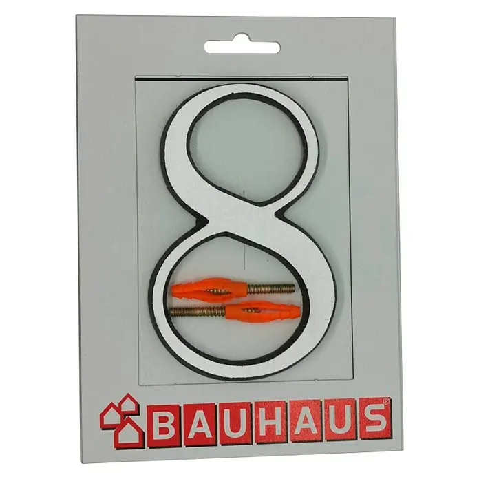 Kućni broj 8 - Visina: 115 mm, Srebrne boje, Aluminij - Pogled sprijeda