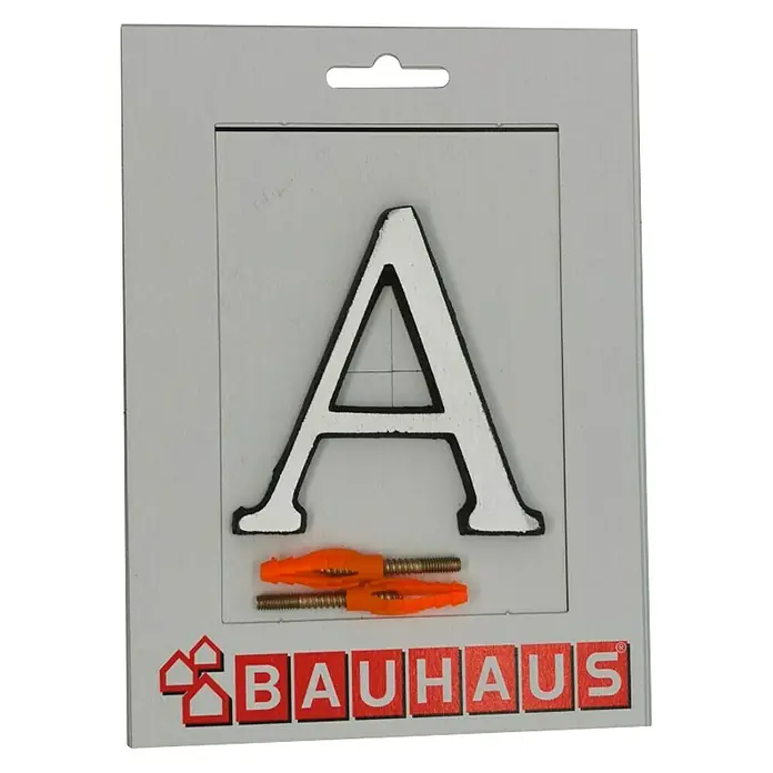 Kućni broj A - Visina: 80 mm, Srebrne boje, Aluminij - Pogled sprijeda