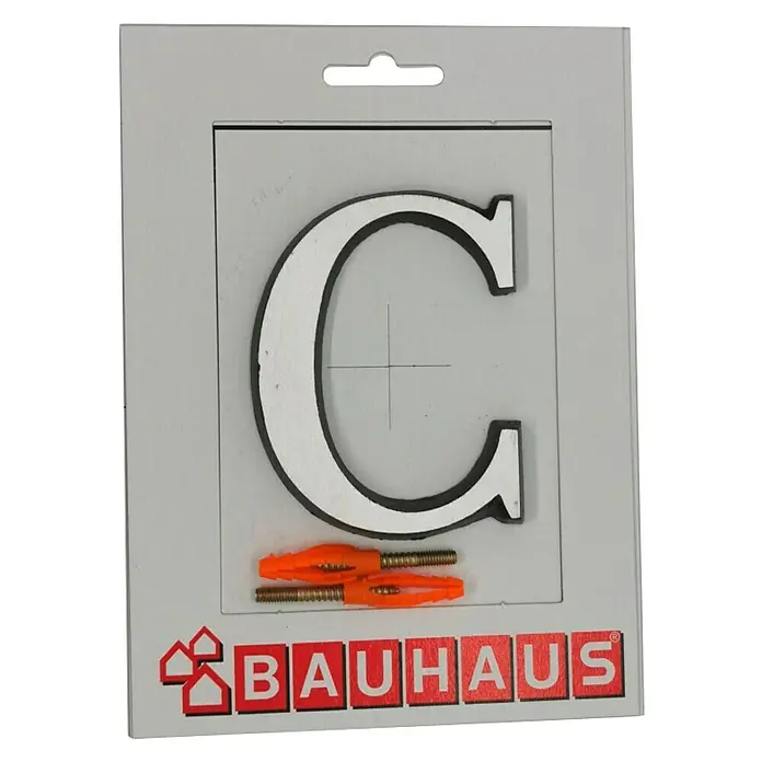 Kućni broj C - Visina: 80 mm, Srebrne boje, Aluminij - Pogled sprijeda