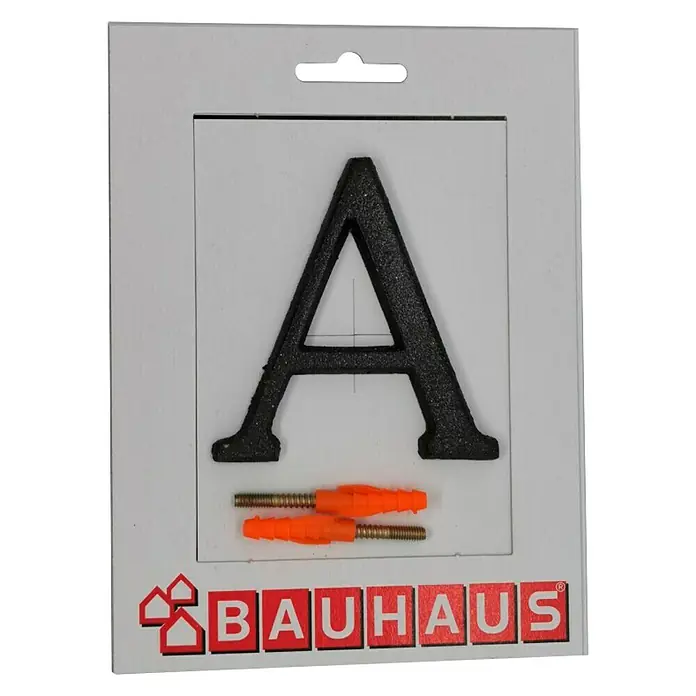 Kućni broj A - Visina: 80 mm, Crne boje, Aluminij - Pogled sprijeda