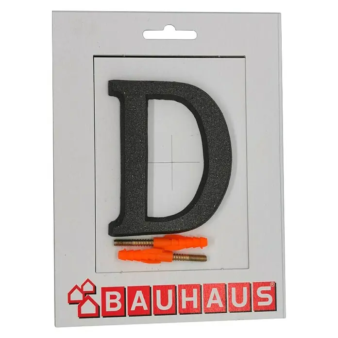 Kućni broj D - Visina: 80 mm, Crne boje, Aluminij - Pogled sprijeda