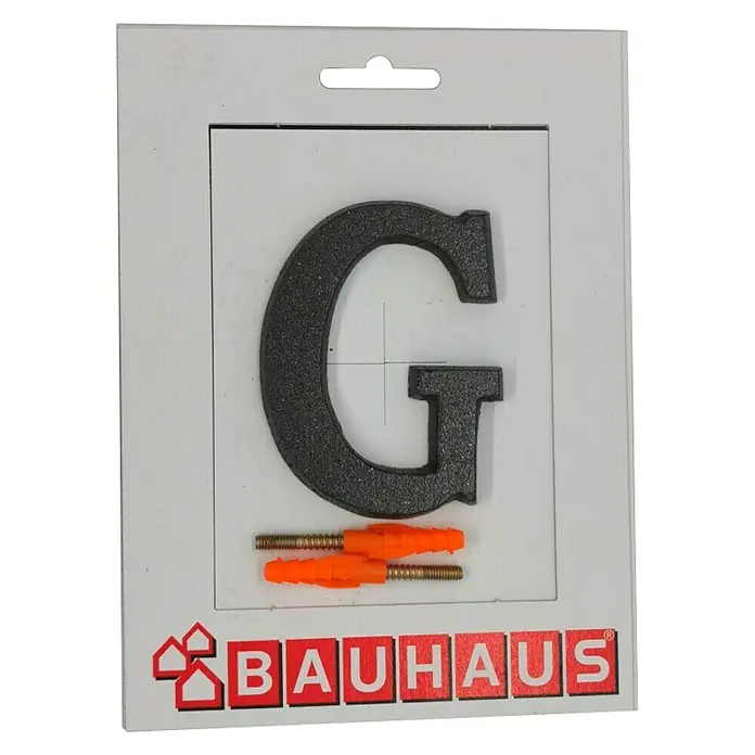 Kućni broj G - Visina: 80 mm, Crne boje, Aluminij - Pogled sprijeda