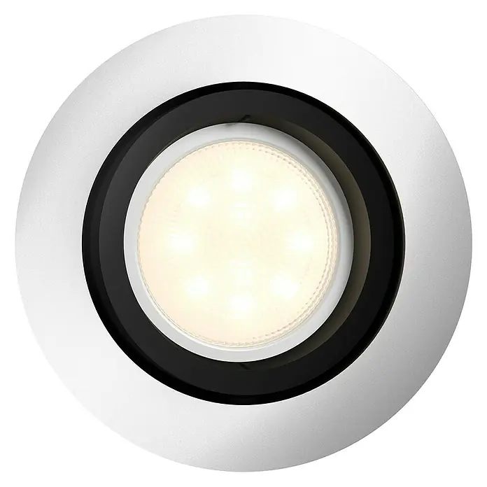 Philips Hue Downlight LED empotrable redondo Milliskin - 5 W, Ø x Al: 9 x 10 cm, Aluminio, Blanco neutro - Vista frontal