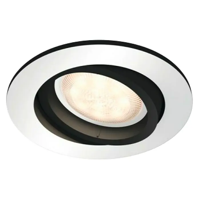 Philips Hue Downlight LED empotrable redondo Milliskin - 5 W, Ø x Al: 9 x 10 cm, Aluminio, Blanco neutro - Vista angular