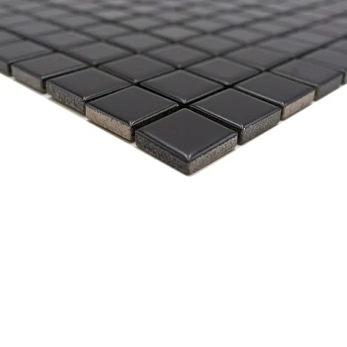Mozaïektegel vierkant Uni CG 154 - 29,8 x 29,8 cm, Zwart, Mat - Close-up