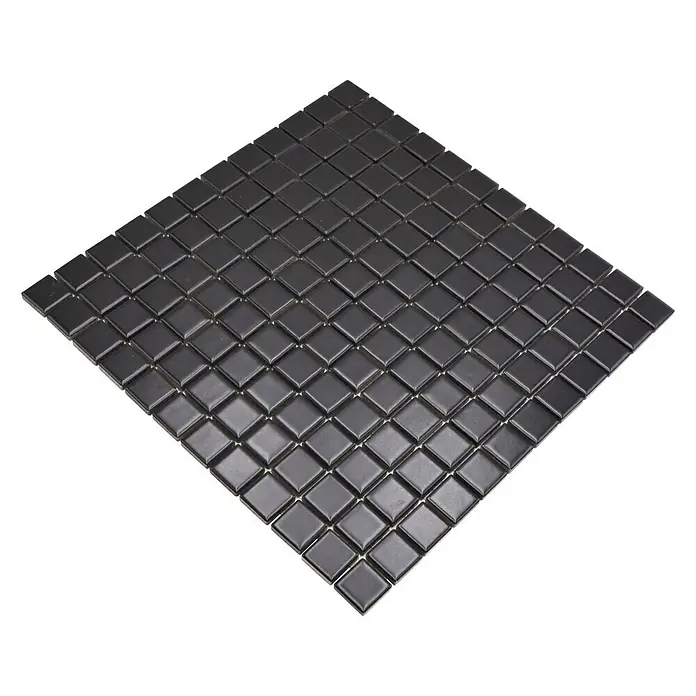 Mozaïektegel vierkant Uni CG 154 - 29,8 x 29,8 cm, Zwart, Mat - Diagonaal zicht