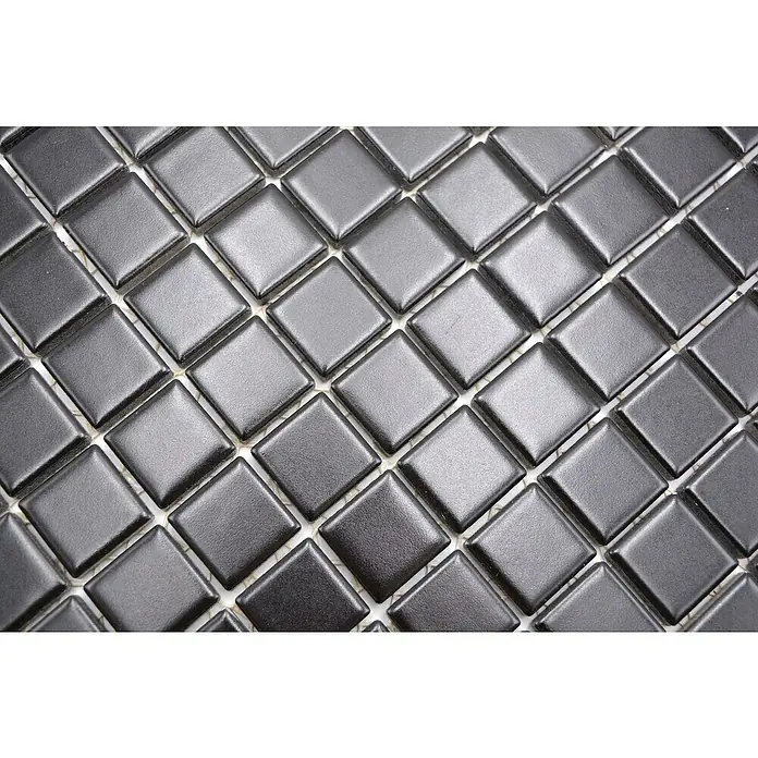 Mozaïektegel vierkant Uni CG 154 - 29,8 x 29,8 cm, Zwart, Mat - Close-up