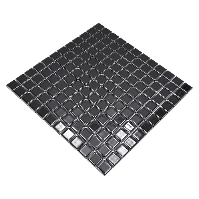 Mozaïektegel vierkant Uni CG 144 - 29,8 x 29,8 cm, Zwart, Glanzend - Diagonaal zicht