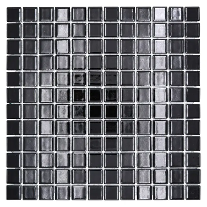 Mozaïektegel vierkant Uni CG 144 - 29,8 x 29,8 cm, Zwart, Glanzend - Bovenaanzicht