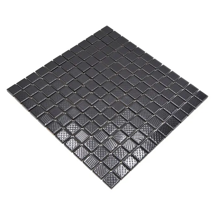 Mozaïektegel vierkant CG 123 - 29,8 x 29,8 cm, Zwart, Glanzend - Diagonaal zicht