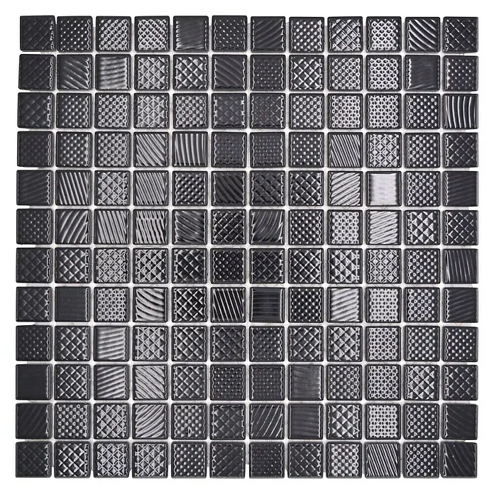 Mozaïektegel vierkant CG 123 - 29,8 x 29,8 cm, Zwart, Glanzend - Bovenaanzicht