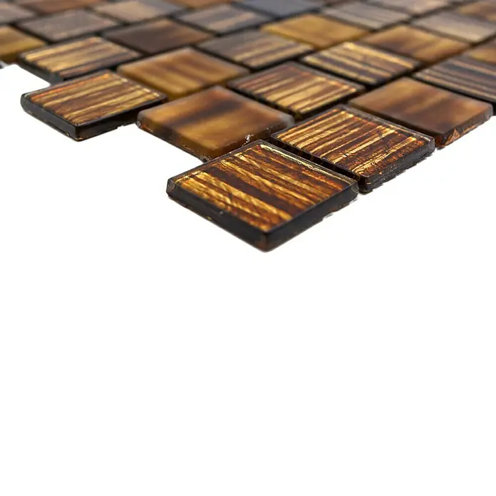 Mozaïektegel vierkant glas structuur CM CF45 - 28,6 x 31,8 cm, Bruin, Glanzend - Close-up