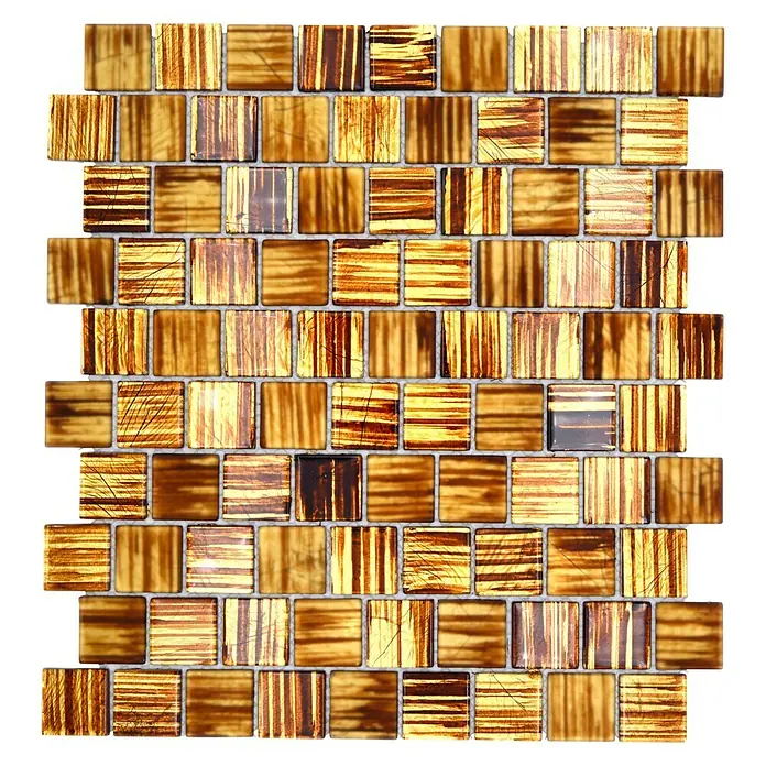 Mozaïektegel vierkant glas structuur CM CF45 - 28,6 x 31,8 cm, Bruin, Glanzend - Bovenaanzicht