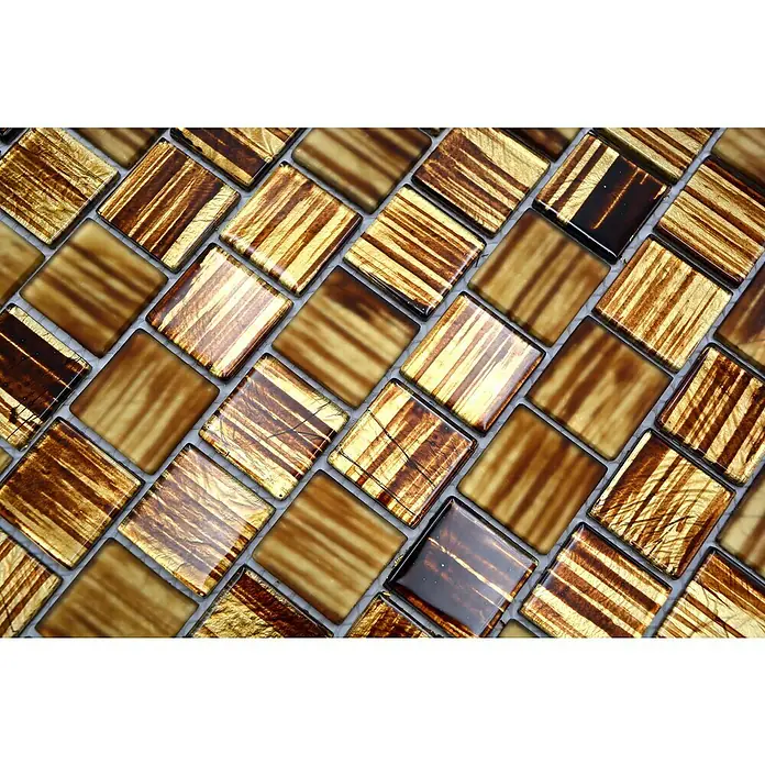 Mozaïektegel vierkant glas structuur CM CF45 - 28,6 x 31,8 cm, Bruin, Glanzend - Close-up