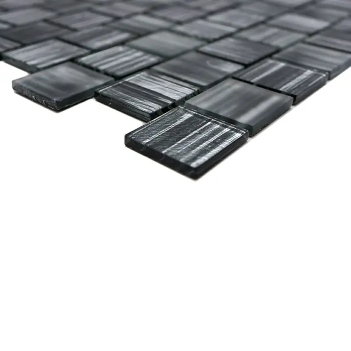 Mozaïektegel vierkant glas structuur CM CF41 - 28,6 x 31,8 cm, Zwart, Glanzend - Close-up