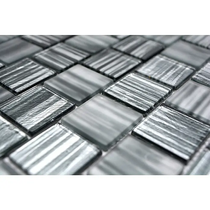 Mozaïektegel vierkant glas structuur CM CF41 - 28,6 x 31,8 cm, Zwart, Glanzend - Close-up