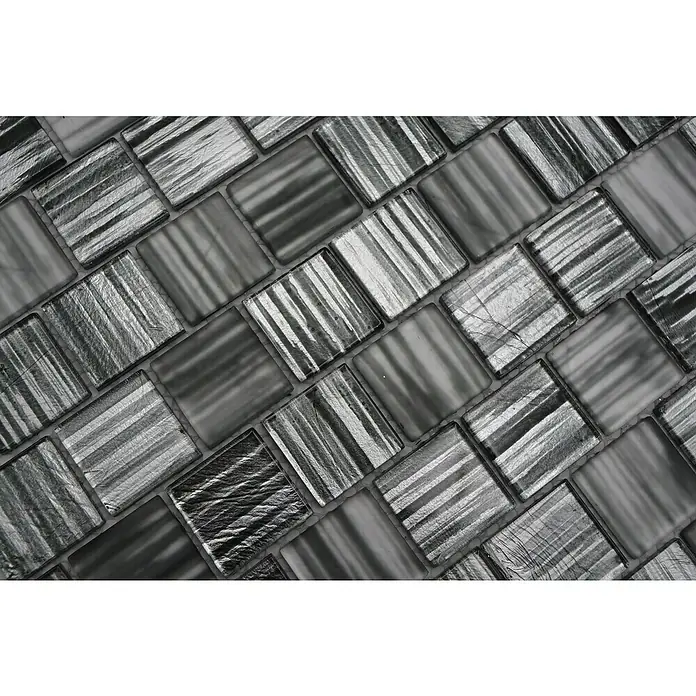 Mozaïektegel vierkant glas structuur CM CF41 - 28,6 x 31,8 cm, Zwart, Glanzend - Close-up