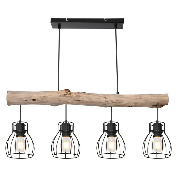 Globo Mina Pendelleuchte - 40 W, L x B x H: 85,5 x 22,5 x 24 cm, Schwarz, E27 - Vorderansicht