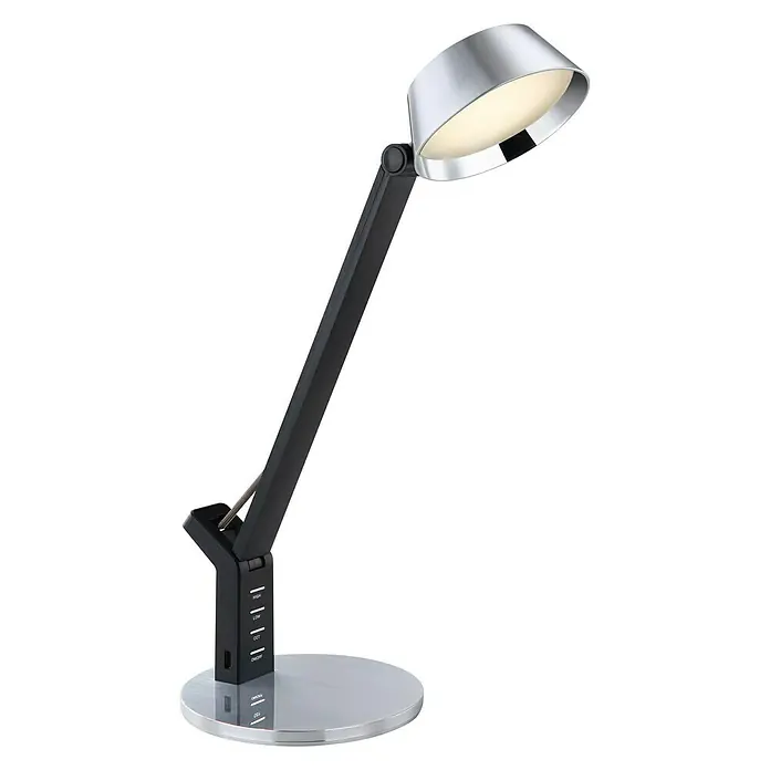 Globo LED-Tischleuchte URSINO - 7 W, L x B x H: 18,5 x 7 x 46,5 cm, Kaltweiß, Silber - Diagonale Ansicht