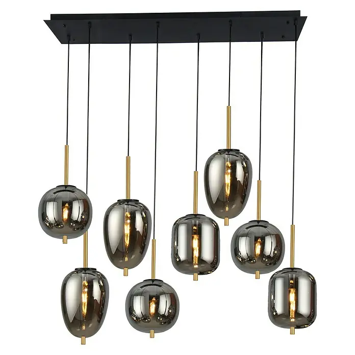 Globo Pendelleuchte Blacky - Schwarz/Rauchig, 40 W, L x B x H: 102 x 44 x 37 cm, E27 - Vorderansicht