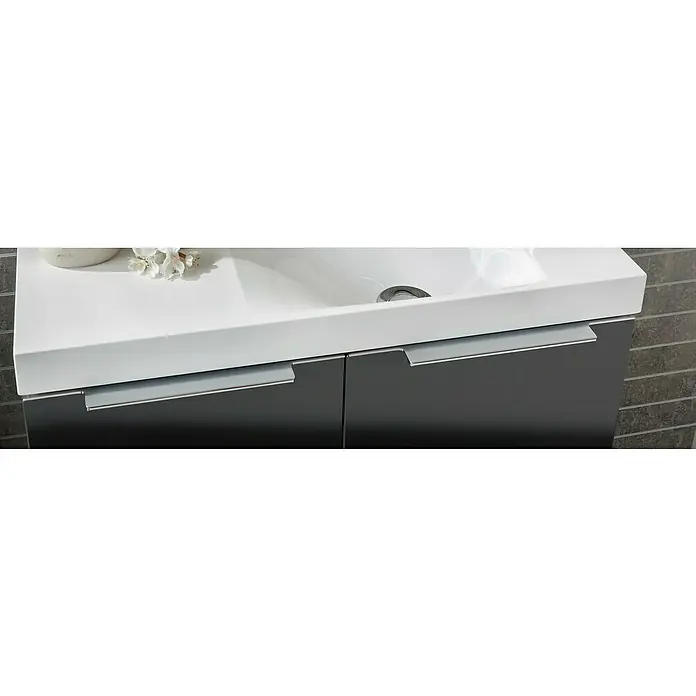 Camargue Fresh Waschtischunterschrank - 59,8 x 22,1 x 60,4 cm, Mit Schwenkkorb & Duftgel, Grafit, Hochglanz - Detailaufnahme