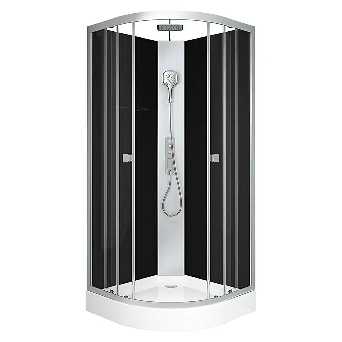 Komplettdusche Vitamine Black 2.0 Peppermint - 85 x 85 x 225 cm, Schwarz/Silbergrau - Vorderansicht