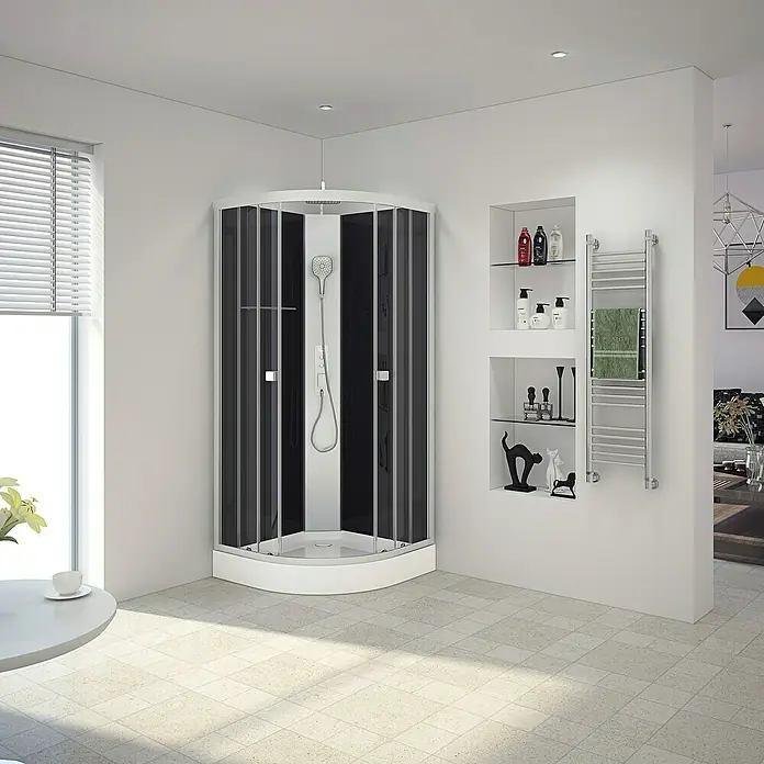 Komplettdusche Vitamine Black 2.0 Peppermint - 85 x 85 x 225 cm, Schwarz/Silbergrau - Stimmungsaufnahme