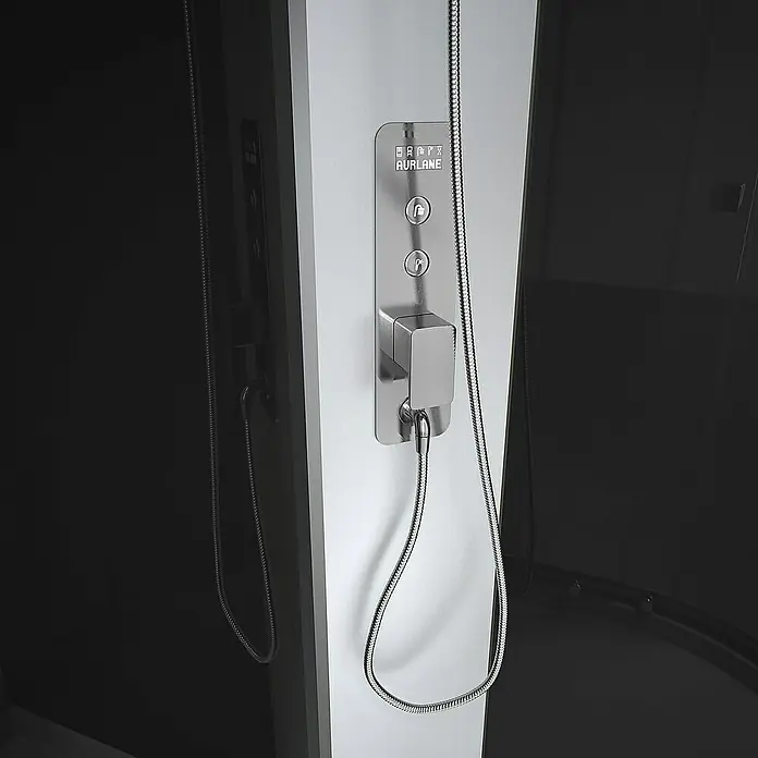 Komplettdusche Vitamine Black 2.0 Peppermint - 85 x 85 x 225 cm, Schwarz/Silbergrau - Detailaufnahme