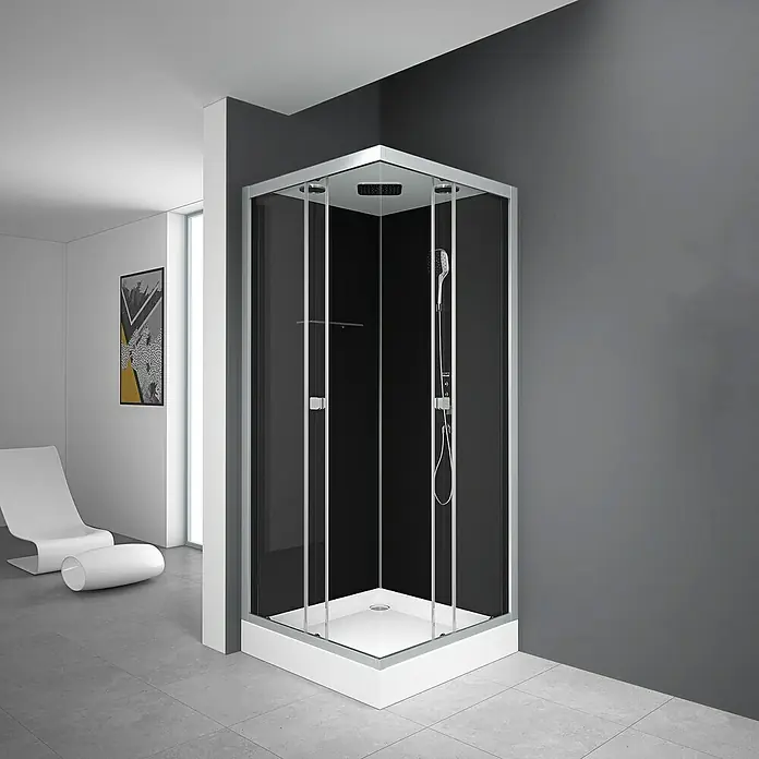 Komplettdusche Vitamine Black 2.0 - 90 x 90 x 215 cm, Eckig, Schwarz/Silbergrau - Stimmungsaufnahme