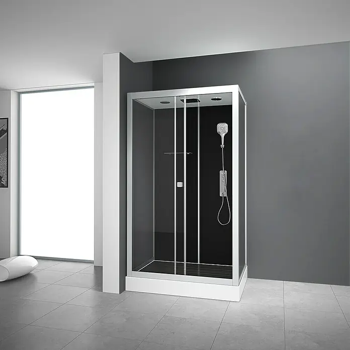 Komplettdusche Vitamine Black 2.0 Atrium - 85 x 115 x 215 cm, Schwarz/Silbergrau - Stimmungsaufnahme