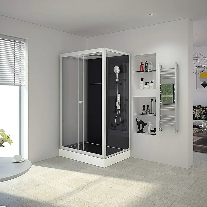 Komplettdusche Vitamine Black 2.0 Atrium - 85 x 115 x 215 cm, Schwarz/Silbergrau - Stimmungsaufnahme