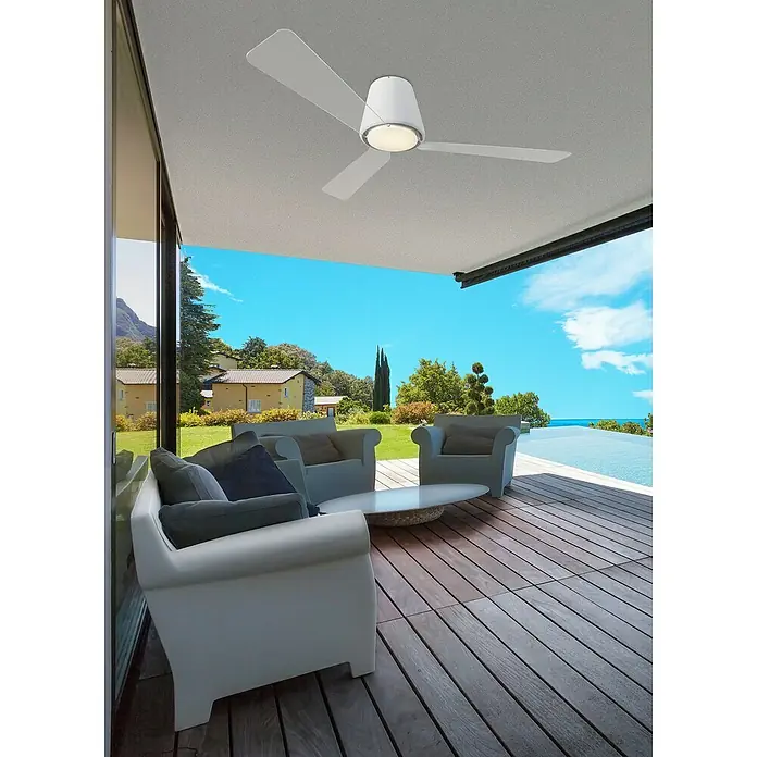 Leds-C4 Ventilador de techo Garbí - 132 cm, Blanco, Transparente, 30/21,8 W - Foto ambiente